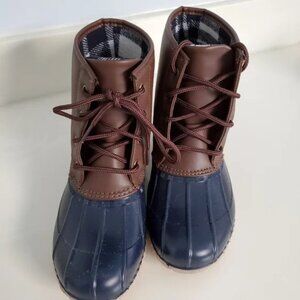 Colorxy Women's Waterproof Duck Boots - Slip  Ankle Rain Boot Quilted Lace Up
